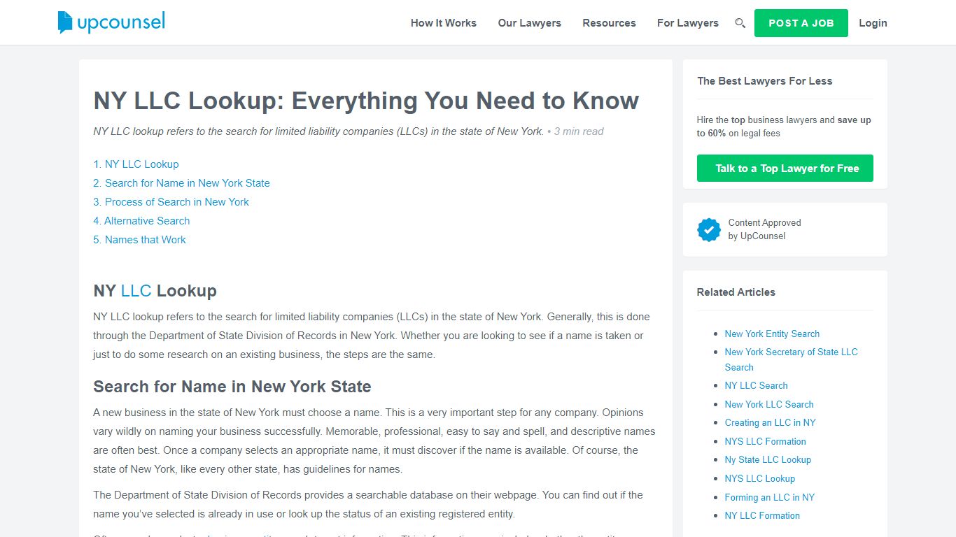 NY LLC Lookup | UpCounsel 2022